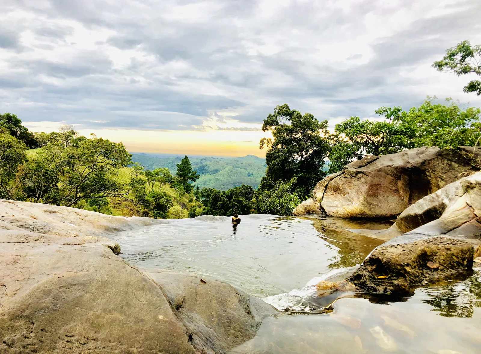 Upper Diyaluma waterfall and its rocky pools near Koslanda, Sri Lanka.