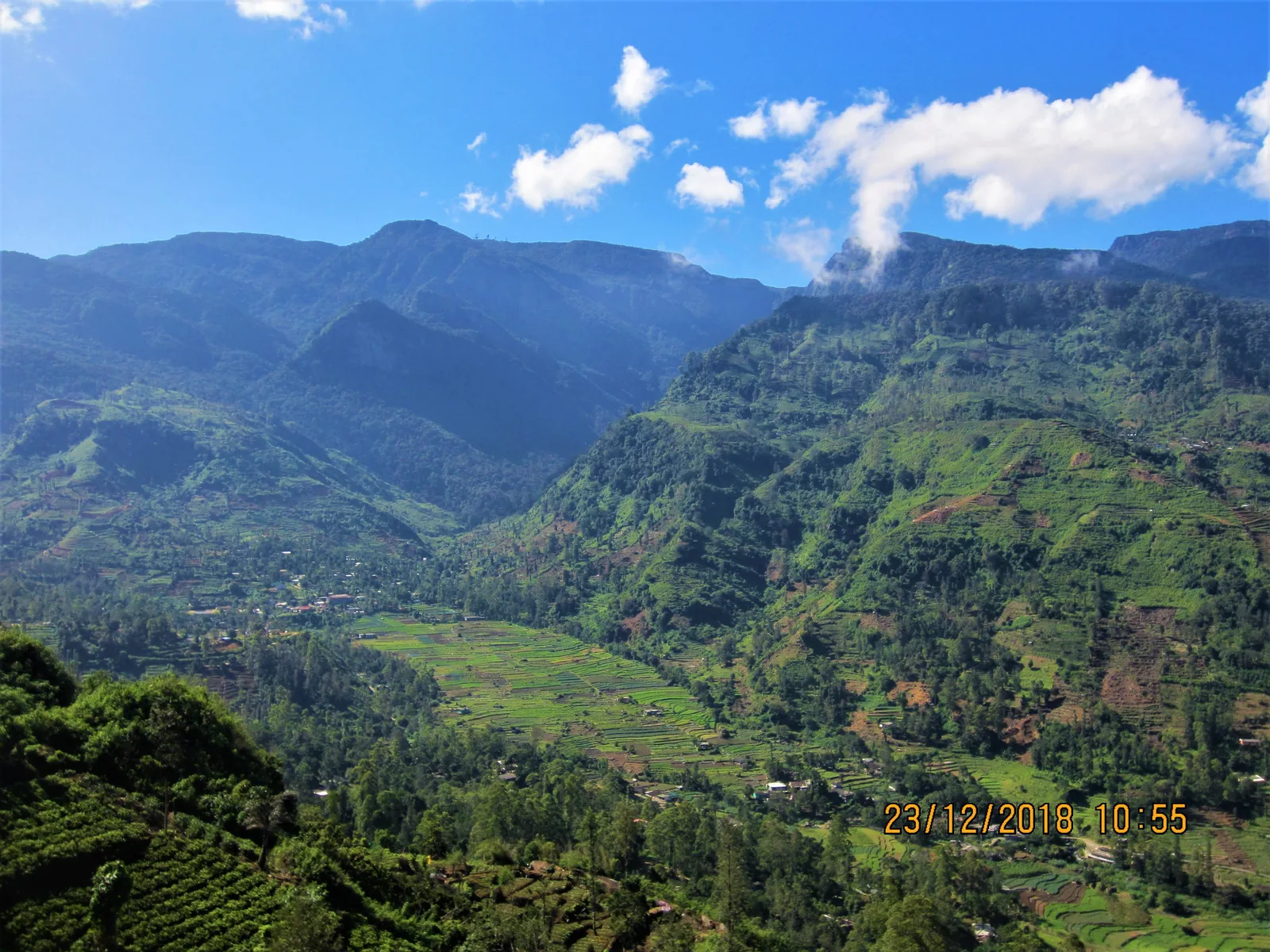 The mountain landscape around Mandaramnuwara, Sri Lanka.
