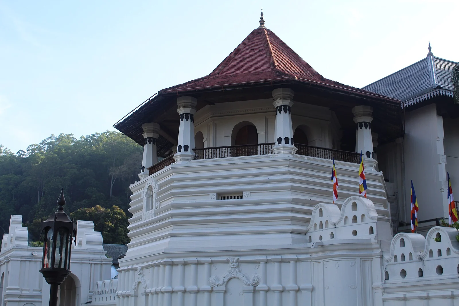 Exterior of the Temple of the Tooth in Kandy, Sri Lanka.