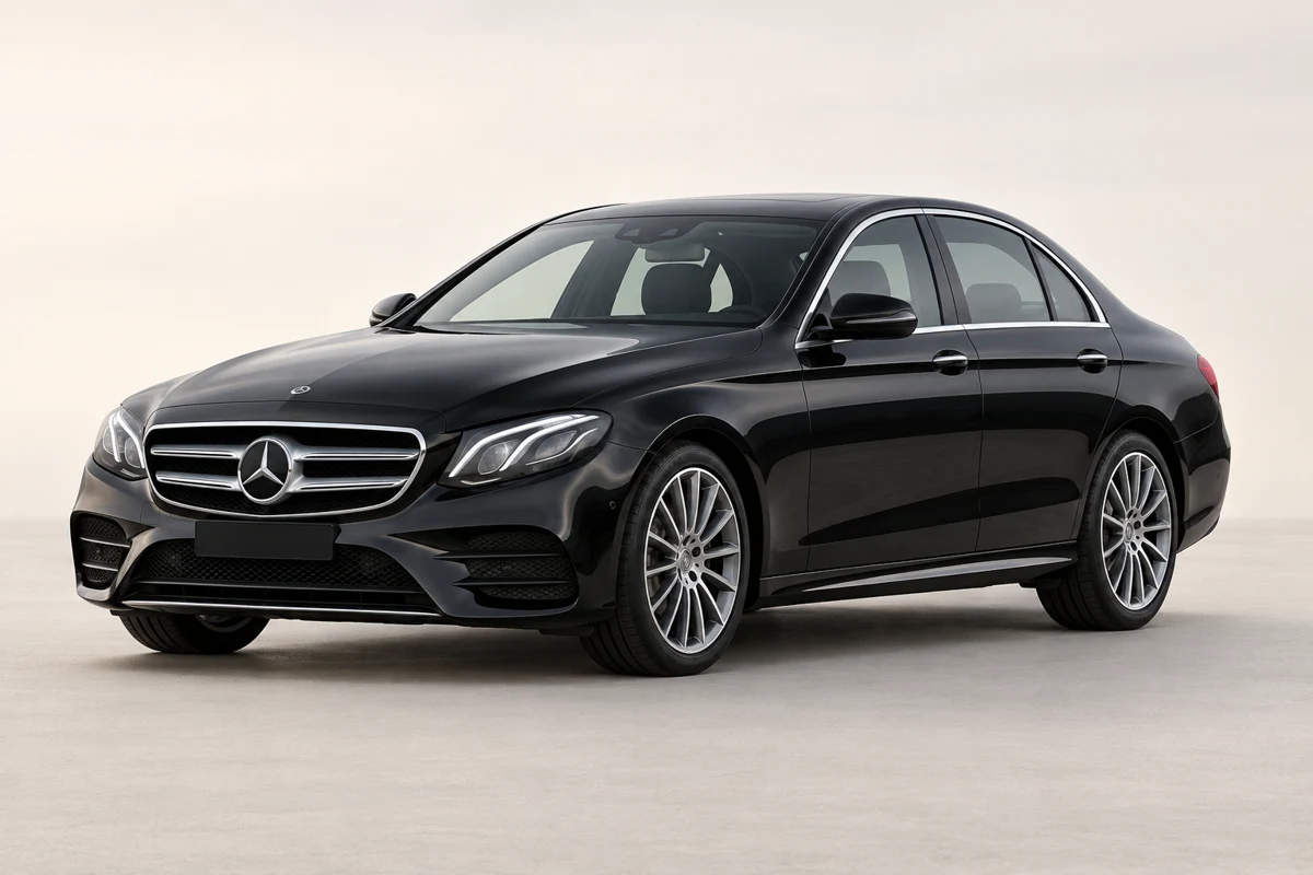 AI-generated illustrative luxury sedan.